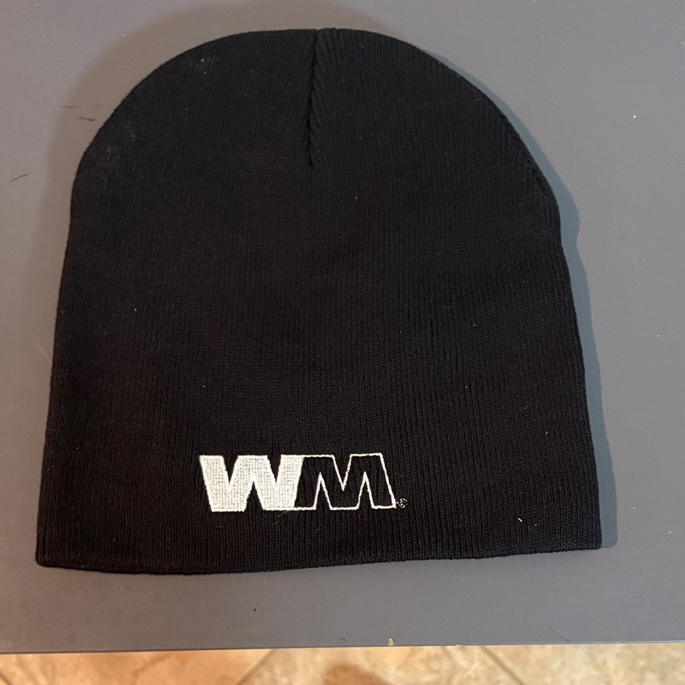 Embroidered Black Knit Beanie